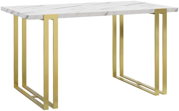 Ausziehbarer Tisch Husteo Gold (Farbe: Gold / Bianco Marmor)