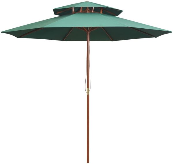 vidaXL Sonnenschirm mit Entlüftung 270x270 cm Holzmast Grün 42963