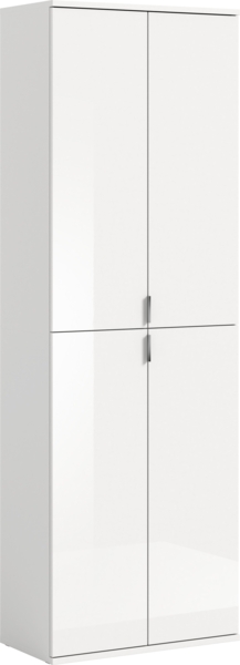 Großer Garderobenschrank Projekt X - Weiß / Weiß Hochglanz