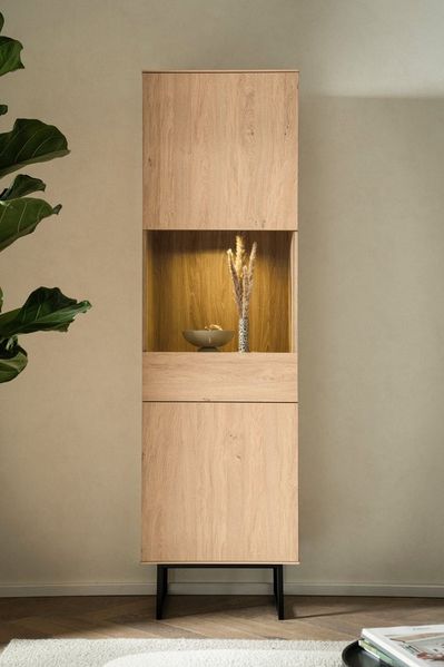 Home affaire Vitrine Lund, moderner Hochschrank, Glasvitrine mit Kufengestell aus Metall optisch dünner Oberboden, hochwertige Optik, ausreichend Stauraum