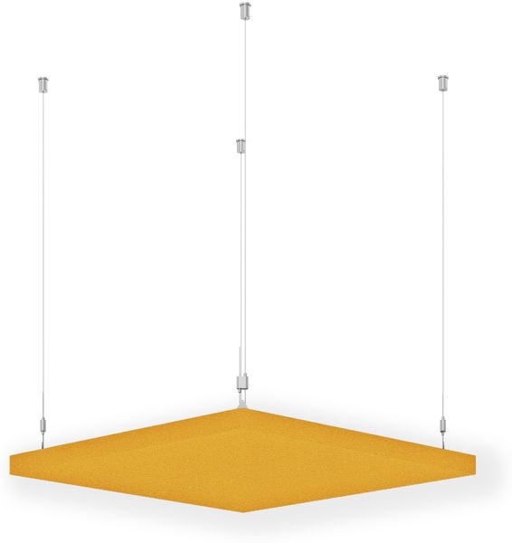 Rheinland Möbel FocusWall DAQ0505 – Quadratischer Akustik-Deckenabsorber 50×50 cm in Stofffarbe Solano inkl. Chrom-Stahlseilen - Made in Germany - Klasse A, Stoffbezug, schwer entflammbar
