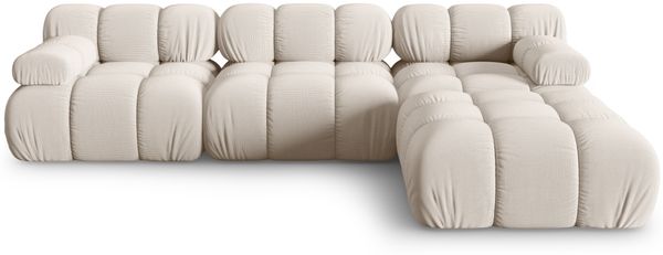 Micadoni Modulares Sofa Bellis 4-Sitzer mit flachem Modul 3D-Stoff Sonic Helles Beige