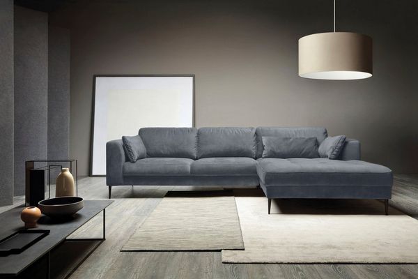 TRENDMANUFAKTUR Ecksofa Luzi, wahlweise mit Schlaffunktion und Bettkasten bestellbar, L-Form, Designsofa mit tollem Sitzkomfort, Metallfüße schwarz, Breite 280 cm
