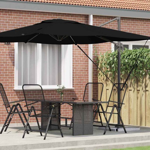 Roma Parasol, Sonnenschirm, Gartenschirm Schwarz 286 x 284 x 265 cm Aluminium und Polyester