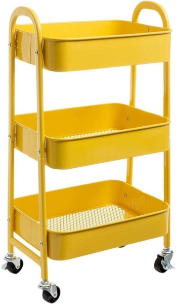 DOEWORKS Aufbewahrungswagen Rollwagen Metall 3 Etagen Gelb