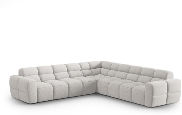 Micadoni Symmetrisches Ecksofa Lisa 5-Sitzer Strukturierter Stoff Sorella Hellgrau