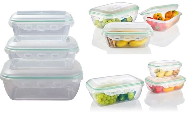 Frischhaltedosen Sets 3-tlg. Tiefkühldosen Vorratsdosen Gefrierdosen mit Deckel Green 2.5L-1.3L-0.8L