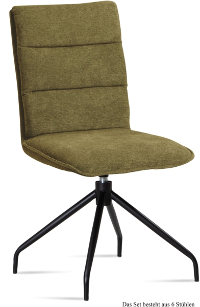 Esszimmerstuhl drehbar (6er-Set) Donata 47 x 92 x 60 Schwarz/Olivgrün