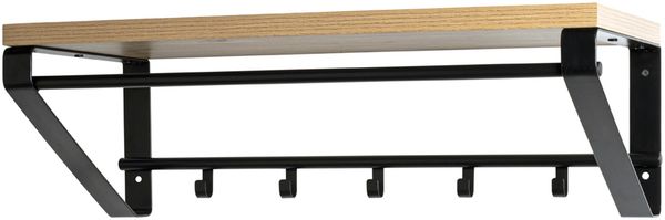Wandgarderobe >13945< in eiche-schwarz, MDF, Metall - 70x23x30cm (BxHxT)