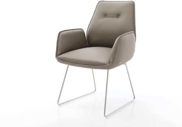 Esszimmerstuhl Zoa-Flex Echt-Leder Schlamm Kufengestell Edelstahl Taschenfederkern