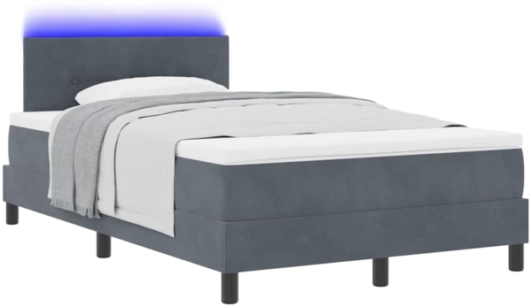 vidaXL LED Boxspringbett mit Matratze Dunkelgrau 120 x 190 cm Samt 3342639 Bild 2