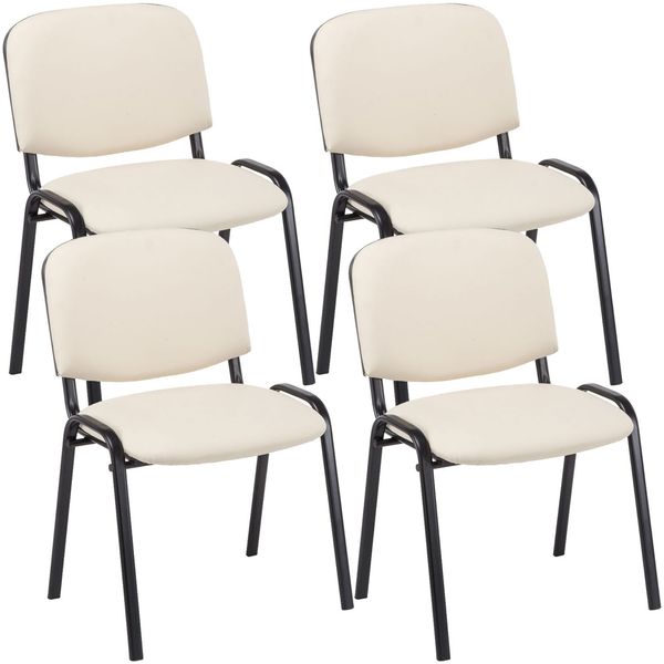 4er Set Besucherstuhl Ken Kunstleder, creme