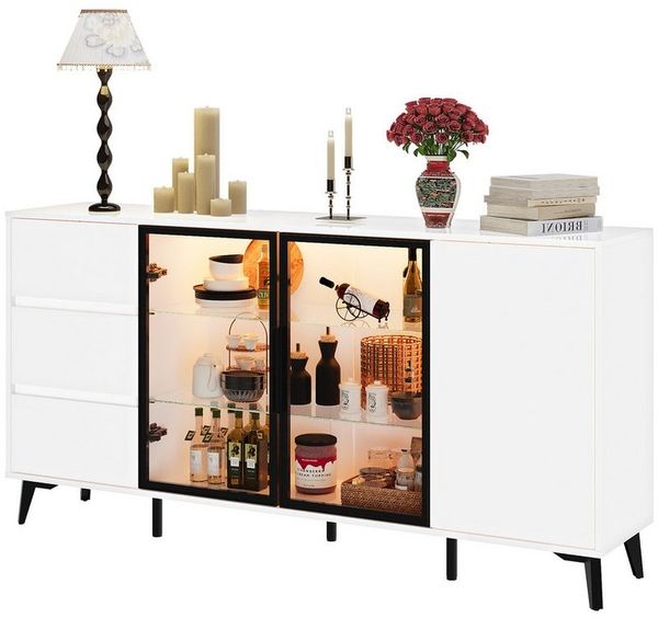 FUFU&GAGA Sideboard Glas-Sideboard, mit Beleuchtung 3 Farbe