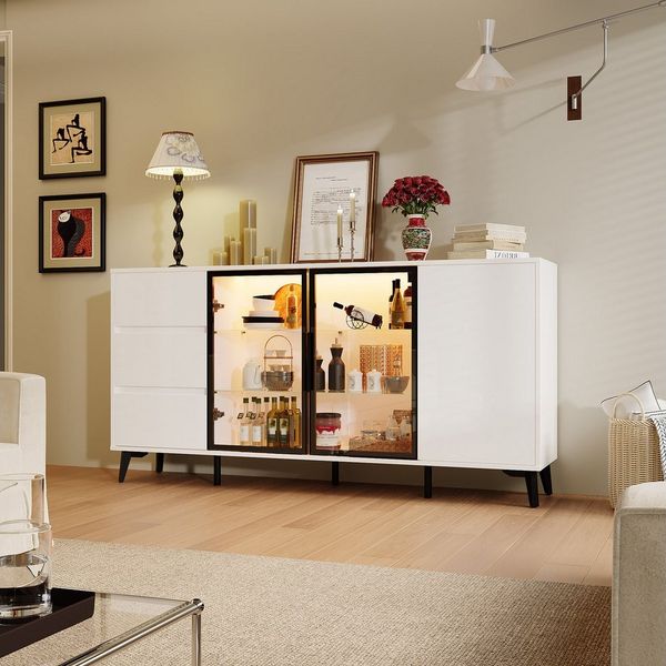 FUFU&GAGA Sideboard Glas-Sideboard, mit Beleuchtung 3 Farbe