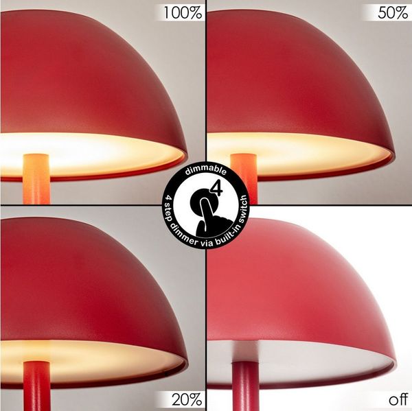 hofstein Tischleuchte Tischlampe aus Metall/Kunststoff in Rot/Weiß, dimmbare Tischleuchte mit Akku, Touchdimmer, Memoryfunktion, IP54