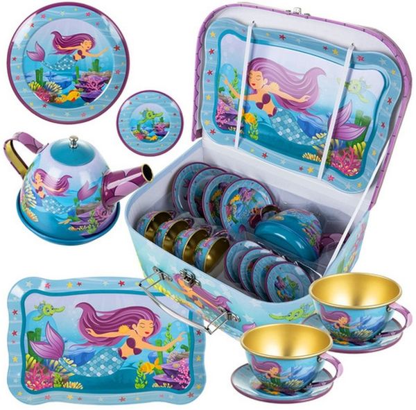 ISO TRADE Teeservice Kinder-Meerjungfrauen Teeservice, 2 Personen, Eisen, Kinder entwickeln eigene Spielwelten und erleben magische Teepartys