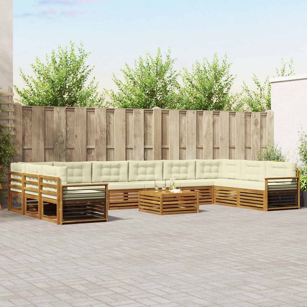 vidaXL Sofagarnituren 11 pcs Natur und Creme Massivholz Akazie 3374260