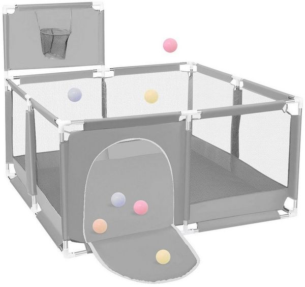 Comomy Laufgitter (Baby Krabbelgitter, 1-tlg), mit Basketball-Netz 128x66cm