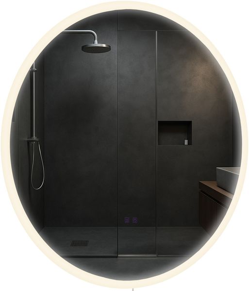 Badspiegel LINZ 80 mit Bluetooth - 80 x 3,5 x 80 cm, Glas, Klarglas | Badezimmerspiegel Wandspiegel