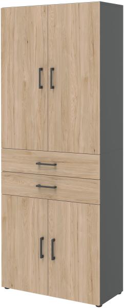 Aktenschrank VIII - 4 Türen, 2 Schubkästen - Anthrazit/Hickory