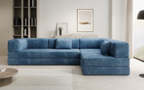 Luxusbetten24 Sofa Designer Sofa Lazy L, mit Aufklappfunktion und Cordbezug