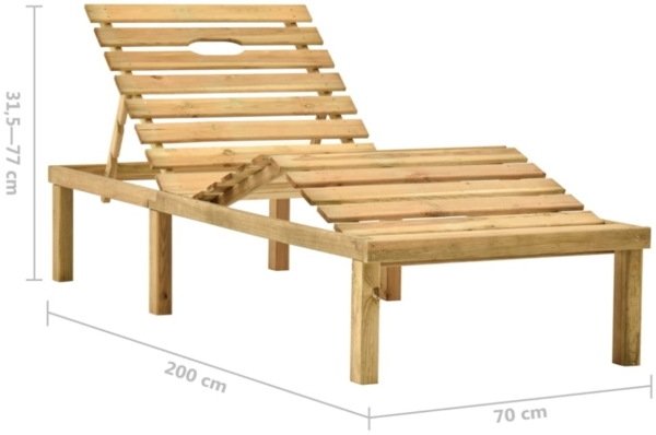vidaXL Sonnenliege mit Creme Auflage Imprägniertes Kiefernholz 3065851 Bild 2