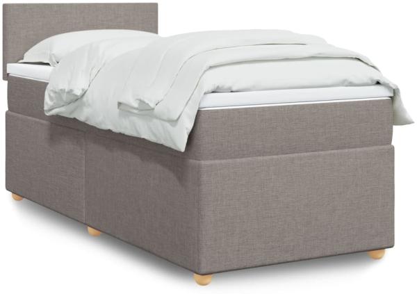 vidaXL Boxspringbett mit Matratze Taupe 90x200 cm Stoff 3288860