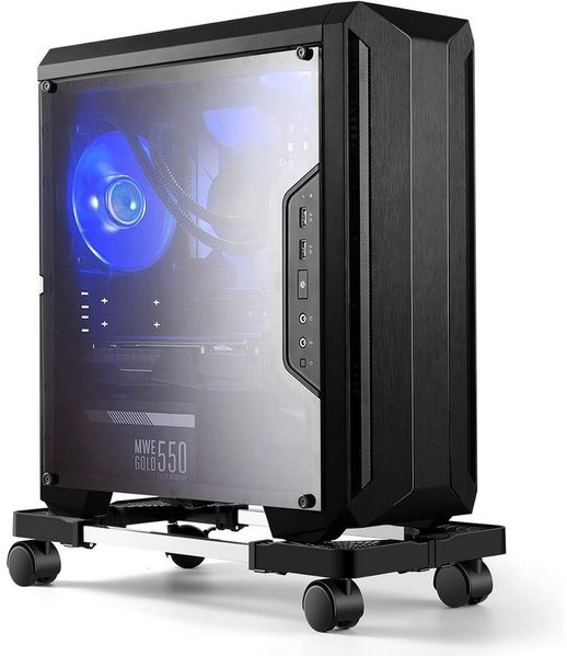TUWENA PC-Schrank Universal verstellbare CPU Ständer mit Rollen für Computer Desktop