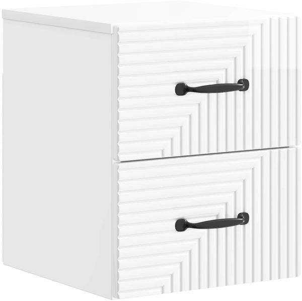 vidaXL Wandmontierter Nachttisch Hochglanz Weiß 34,5 x 33 x 40 cm 898643