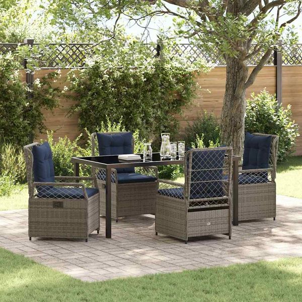 vidaXL Garten Essgruppe 5 pcs Grau Poly-Rattan 3381054