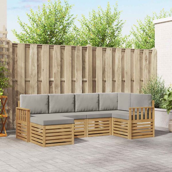 vidaXL Outdoor-Sofagarnitur 6 pcs Weiß und Hellgrau 3392106