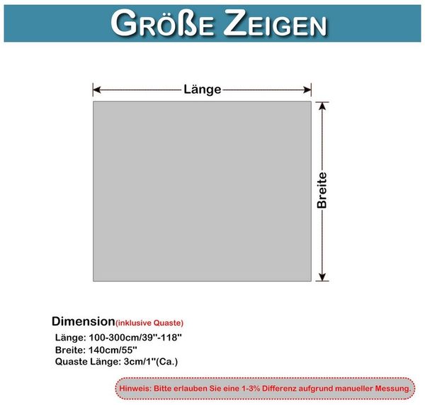BTTO Tischdecke Vintage-Tischdecke aus Leinen mit Quasten