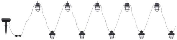 LED Solar-Lichterkette, Feuereffekt, 10x Laterne, L 480 cm