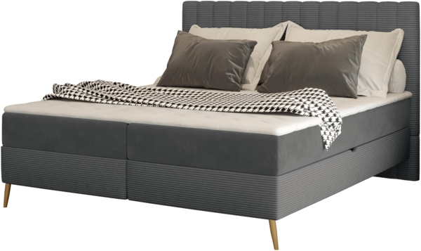 Boxspringbett Cersen Cord grau 160x200 cm