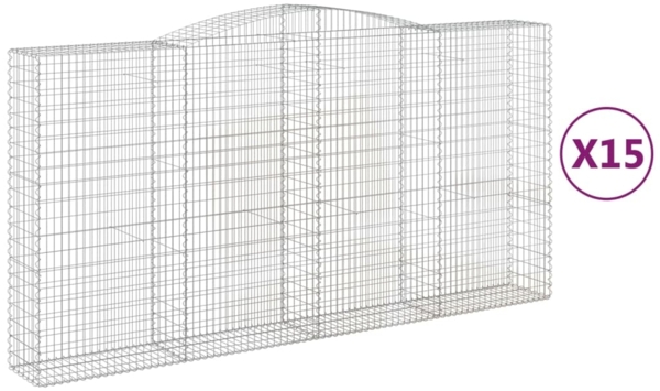 vidaXL Gabionen mit Hochbogen 15Stk. 400x50x200/220cm Verzinktes Eisen 3147070
