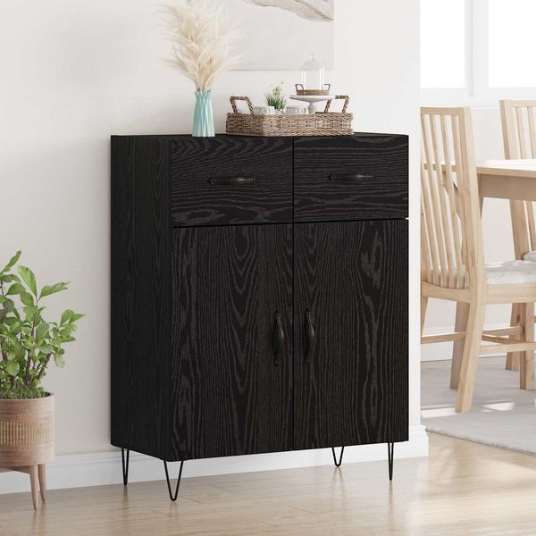 vidaXL Sideboard Schwarz Eichen-Optik 69,5 x 34 x 90 cm Holzwerkstoff 882274