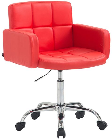 Arbeitshocker ZÜRICH - 60 x 52 x 75 cm, Kunstleder, Rot | Arbeitsstuhl Drehhocker Rollhocker Bürohocker