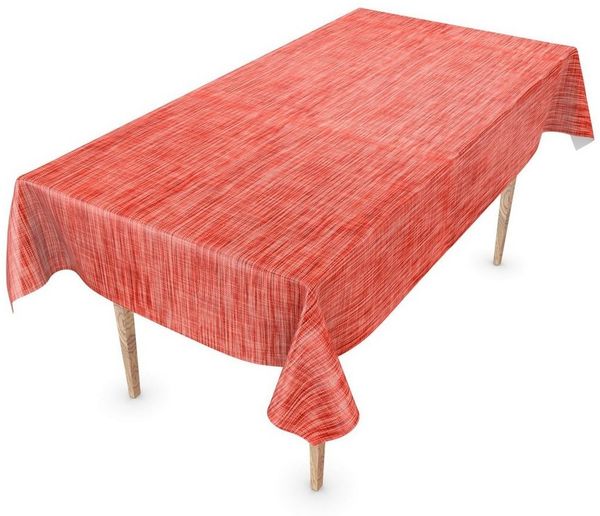 Tischdecke abwaschbar Wachstuch Wachstuchtischdecke Gartentischdecke Leinen-Optik Pflegeleicht Wasserabweisend 140x100 cm (Rechteckig) Orange Schnittkante