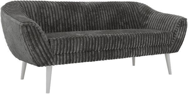 Sofa, Wohnzimmersofa PIRS 3, Skandinavisches Sofa 3-Sitzer, Sofa mit Wellenfederung, weiße Füße, Breite 180 cm Hoher Sitzkomfort - Grau Cord Bild 6