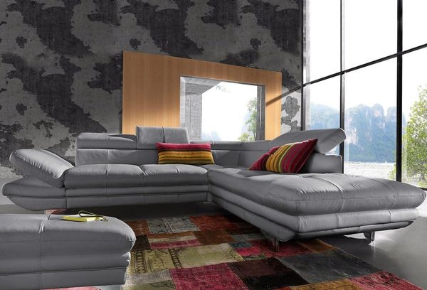 COTTA Polstergarnitur Enterprise L-Form, (Set), Set bestehend aus: Ecksofa mit Arm- & Kopfteilverstellung & Hocker