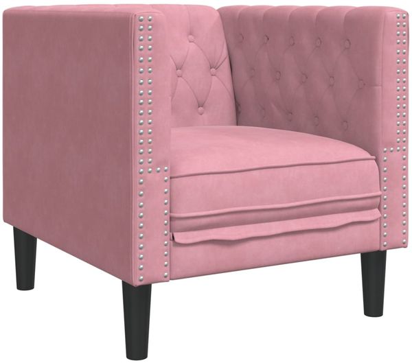 vidaXL 3-tlg. Chesterfield-Sofa-Set mit Nackenrollen Rosa Samt 3209284 Bild 5