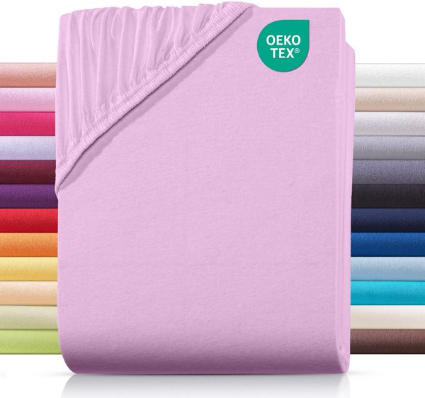 Carpe Sonno Spannbettlaken Jersey 90x200 100x200 120x200 140x200 160x200 180x200 200x200 70x140, Jersey, Gummizug: rundum, (1 Stück), Baumwoll Babybett Spannbettlaken 70x140 Baby Laken Rosa