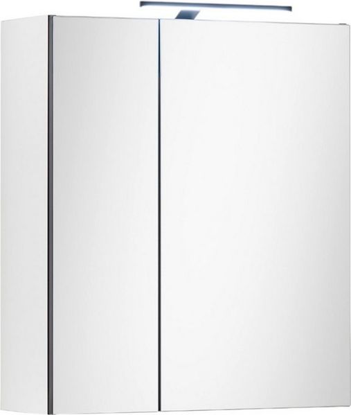 moebel-dich-auf Badezimmerspiegelschrank VEGAS (Badspiegel, Wandschrank inkl. LED-Beleuchtung) Weiß matt, Absetzung: Schwarz