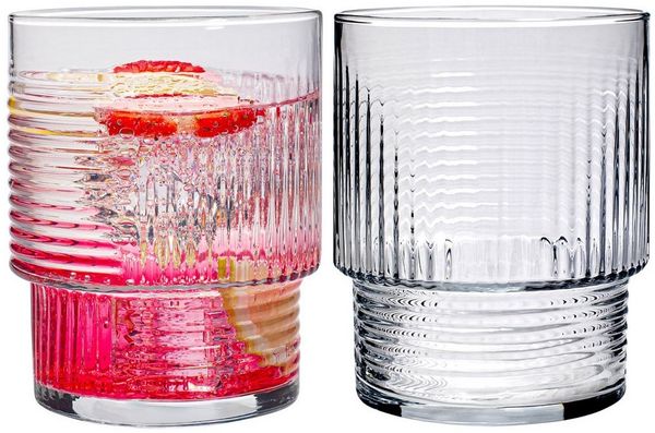 KONZEPT Gläser-Set Trinkgläser Set 320 ml Geriffelte, 12-tlg, 12 Stüc, kideal für Cocktails Wasser, Softdrinks