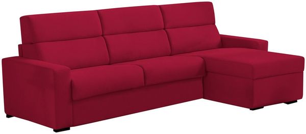 Dmora Schlafsofa mit Halbinsel Celleno, Wandelbares Ecksofa für das Wohnzimmer, gepolstert, abnehmbar, 100 % Made in Italy-Qualität, 280x160 h100 cm, Rot
