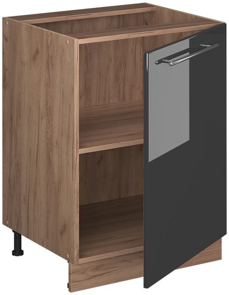 Küchenunterschrank Fame-Line Anthrazit Hochglanz/Goldkraft Eiche 60 cm 1 Tür mit Arbeitsplatte Vicco Bild 6