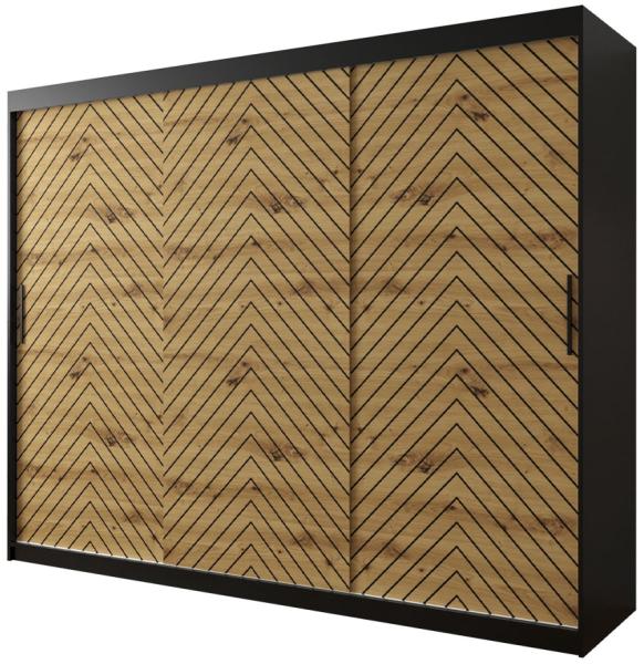 Kleiderschrank Sonter I 250 (Farbe: Schwarz / Artisan Eiche + Schwarz, Größe: 250 cm, ohne Schubladen)