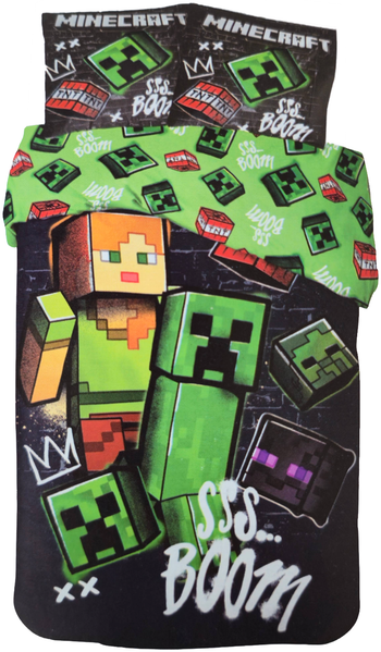 Minecraft Creeper Boom Bettwäsche Set 2 tlg 135x200 cm Baumwolle