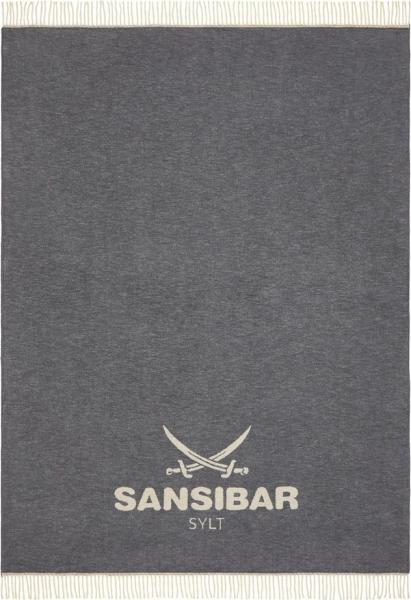 Plaid Wohndecke Jacquard Scotch Decke mit dekorativem Logo und Fransen, Sansibar Sylt, Wohndecke mit eingefasster Ziernaht und Fransen