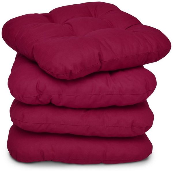 4er Set Beautissu Lisa Stuhlkissen 40 x 40 x 8 cm Rot
